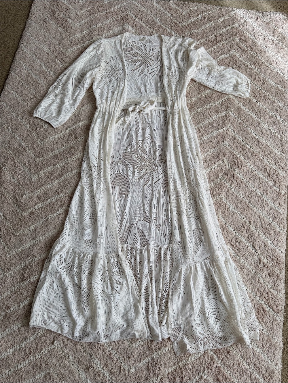 Off White Lace Maxi Beach Cover-up